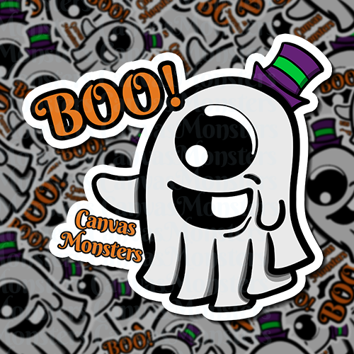 Blobby The Ghost - "BOO!" Text - Canvas Monster #15