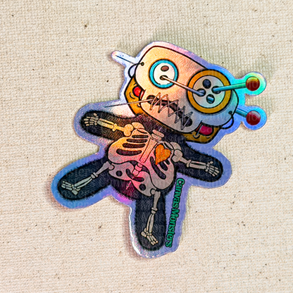 Holofoil sticker of the character "Dawl" in a skeleton costume