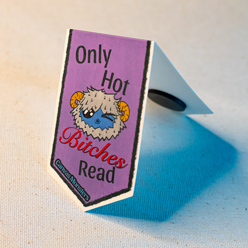 Magnetic bookmark featuring Eddie the Yeti's face winking and text 'Only Hot Bitches Read'