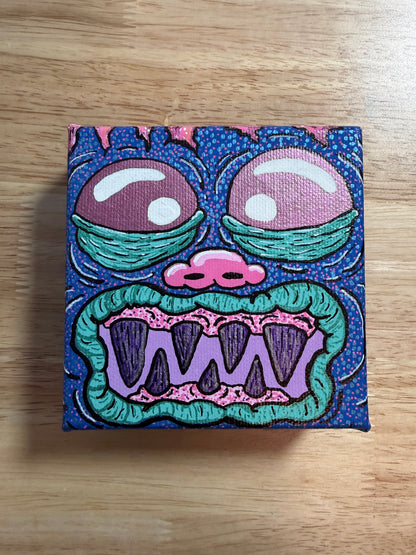 Colorful abstract painting on a wooden surface