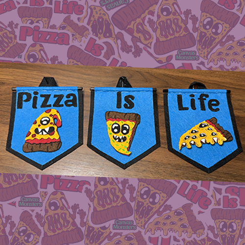 Pizza Is Life - Custom Felt Pennant Banner Trio