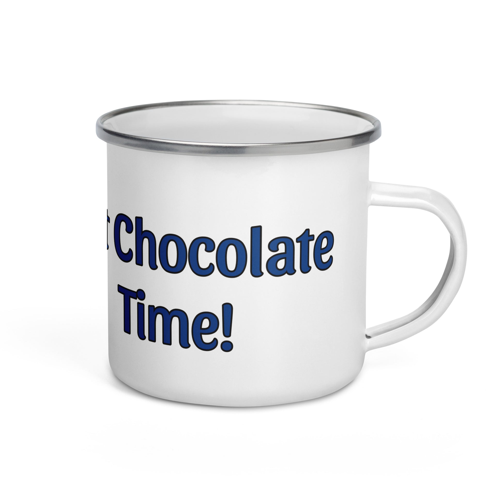 White mug with 'Hot Chocolate Time!' text on a white background