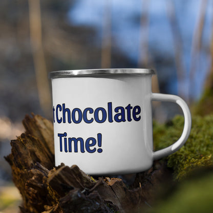 Mug with 'Hot Chocolate Time!' text on a natural background